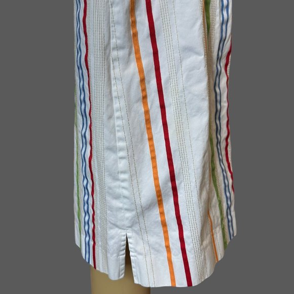Liz Claiborne Straight Skirt Size 10 White Color Stripes Mid Rise 100% Cotton - Picture 9 of 13